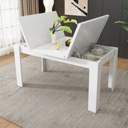 Dining Table 120x70cm Rectangular Storage Space-Saving - White