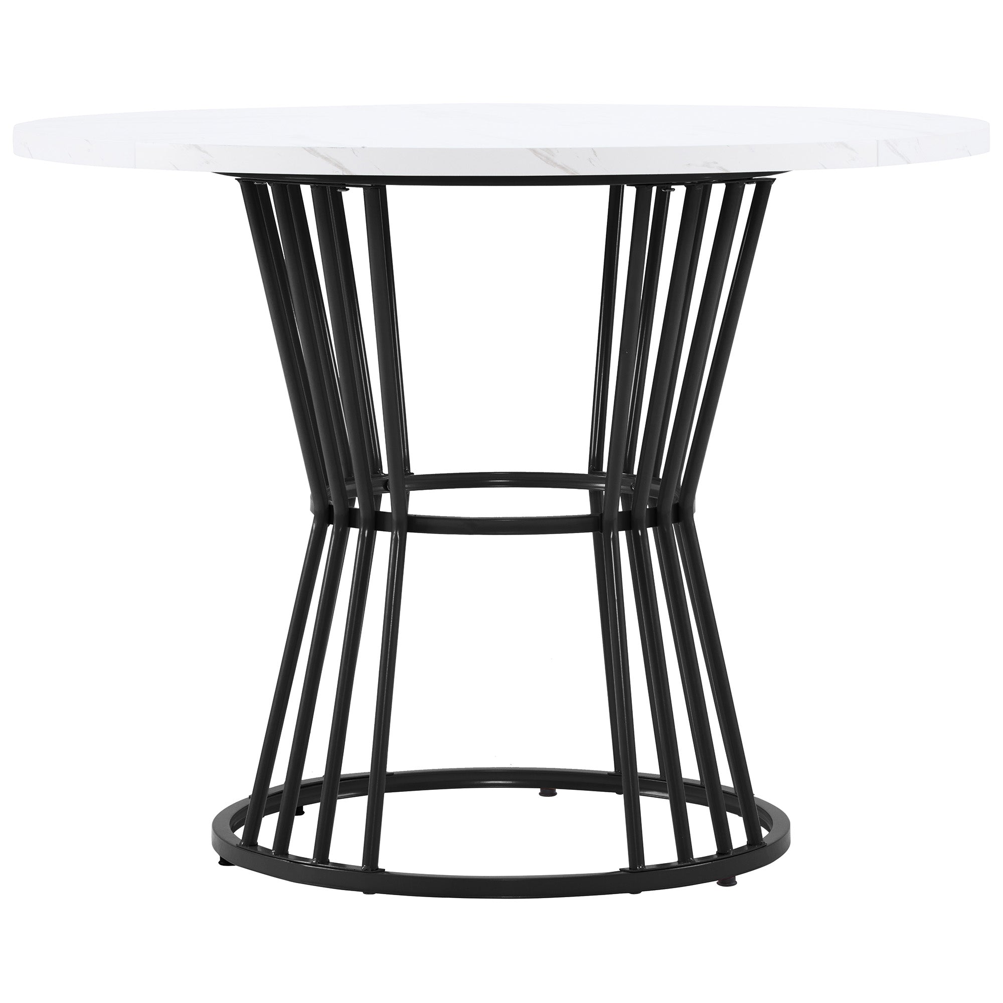 Dining Table Set 5-Piece Round 100cm Velvet Chairs - White/Black