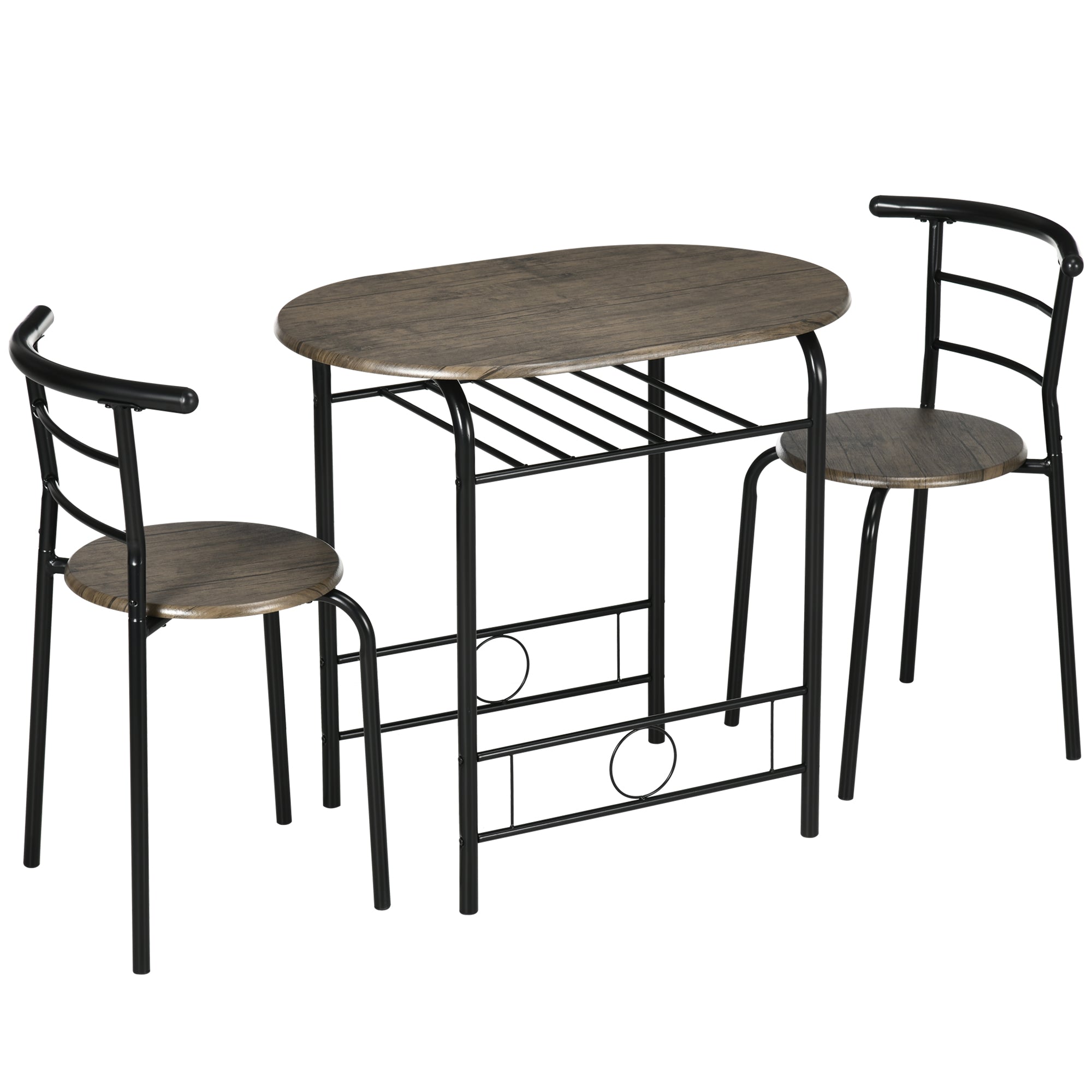 Bistro Set Dining Table and 2 Chairs 80cm Black