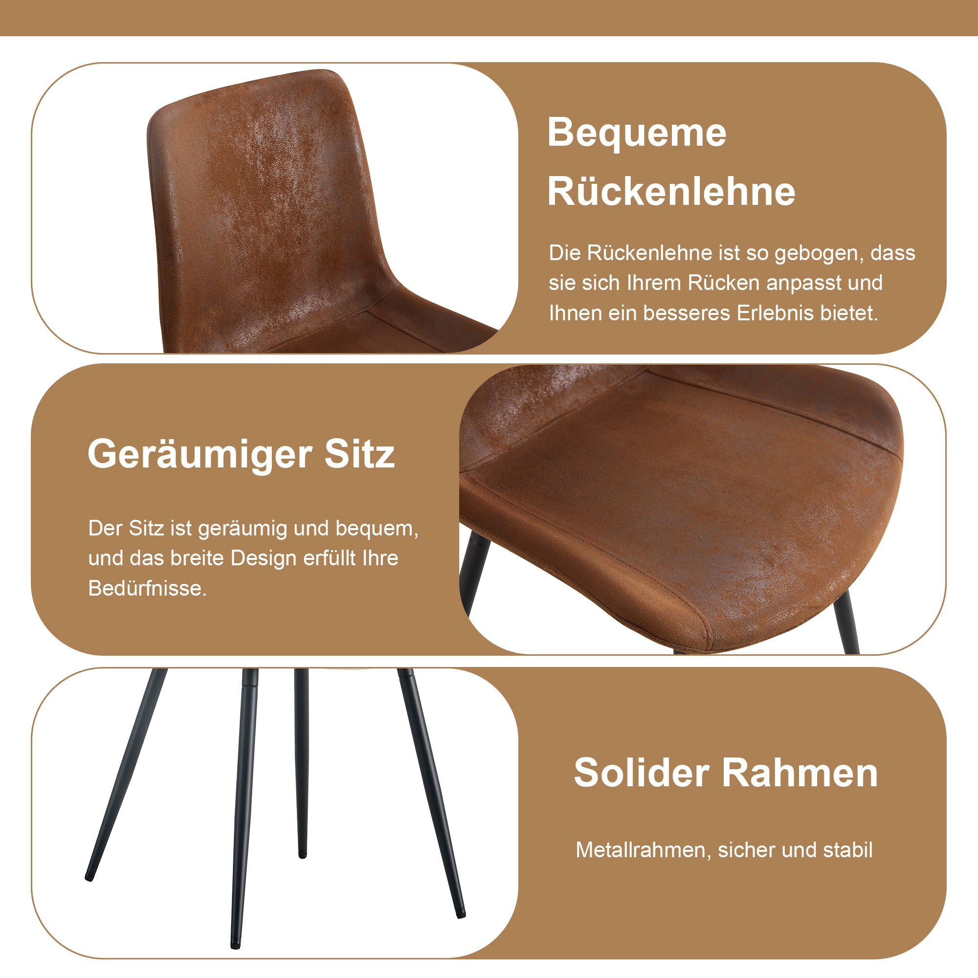 Modern Minimalist Round Table Set, 100cm Diameter, 4 Armchairs, Brown Wood/High-Tech Fabric