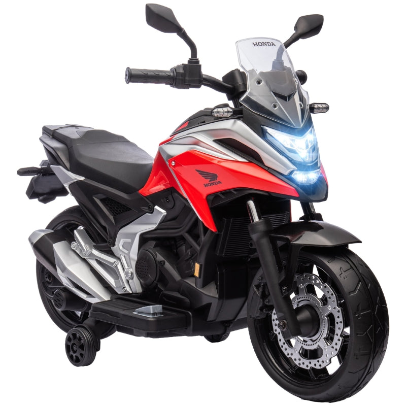Honda 12V Kids Electric Motorbike with Music, Headlights, Early Education Function, Red