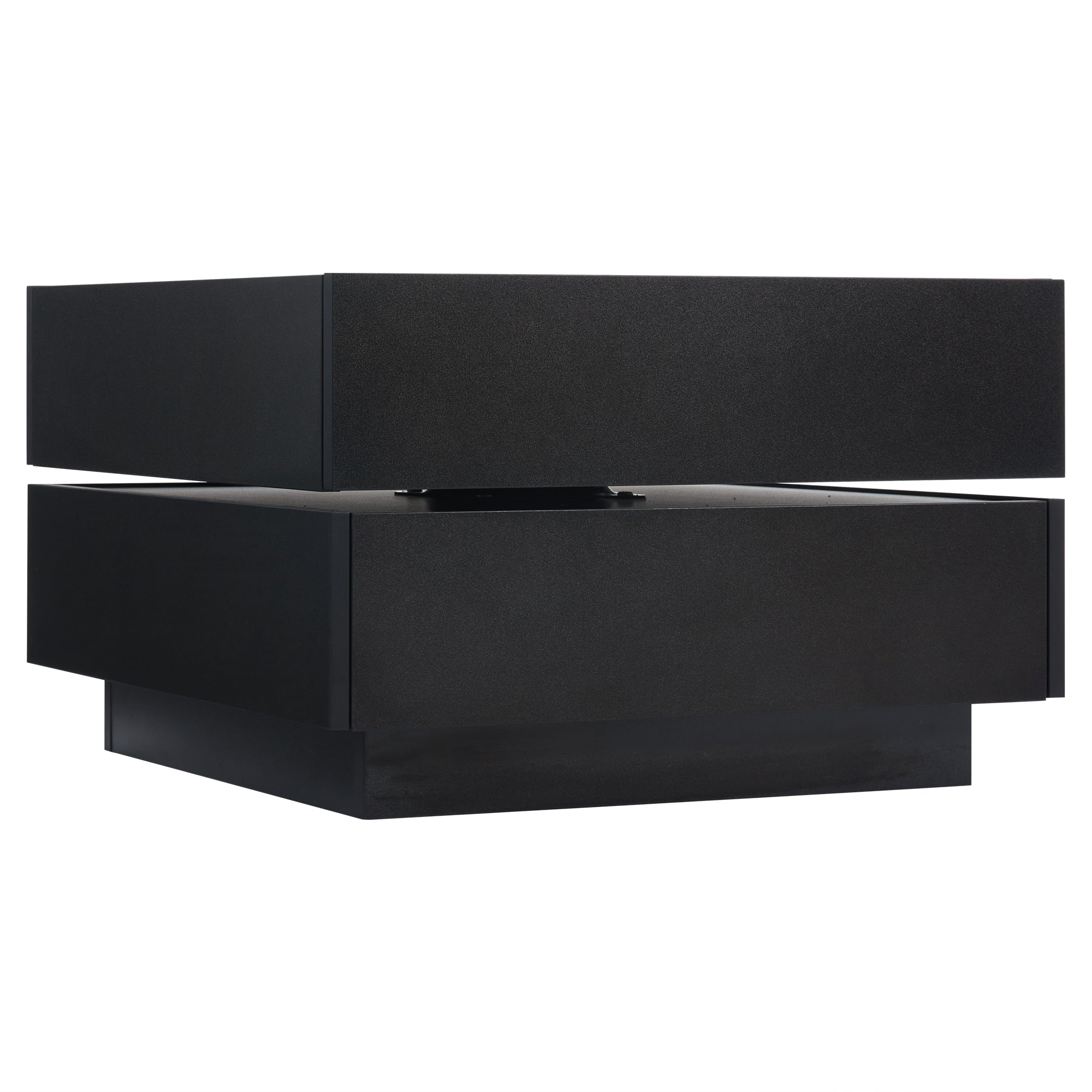 Coffee Table 360° Rotatable with 2 Shelves and Storage, Black
