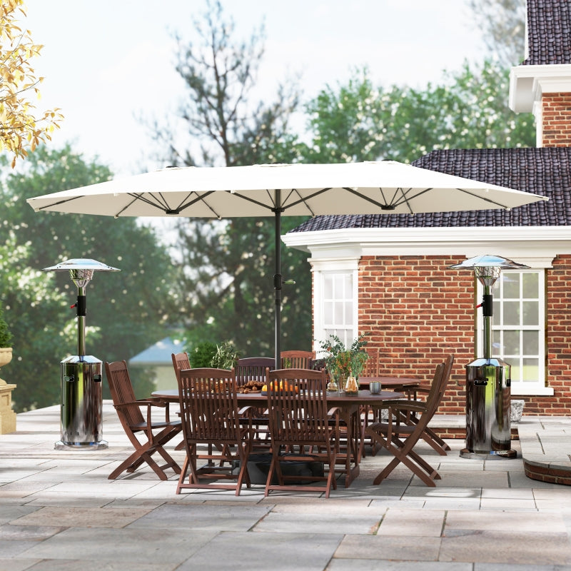 Double Parasol, 436 x 260 cm, UV Protection, Steel, Beige