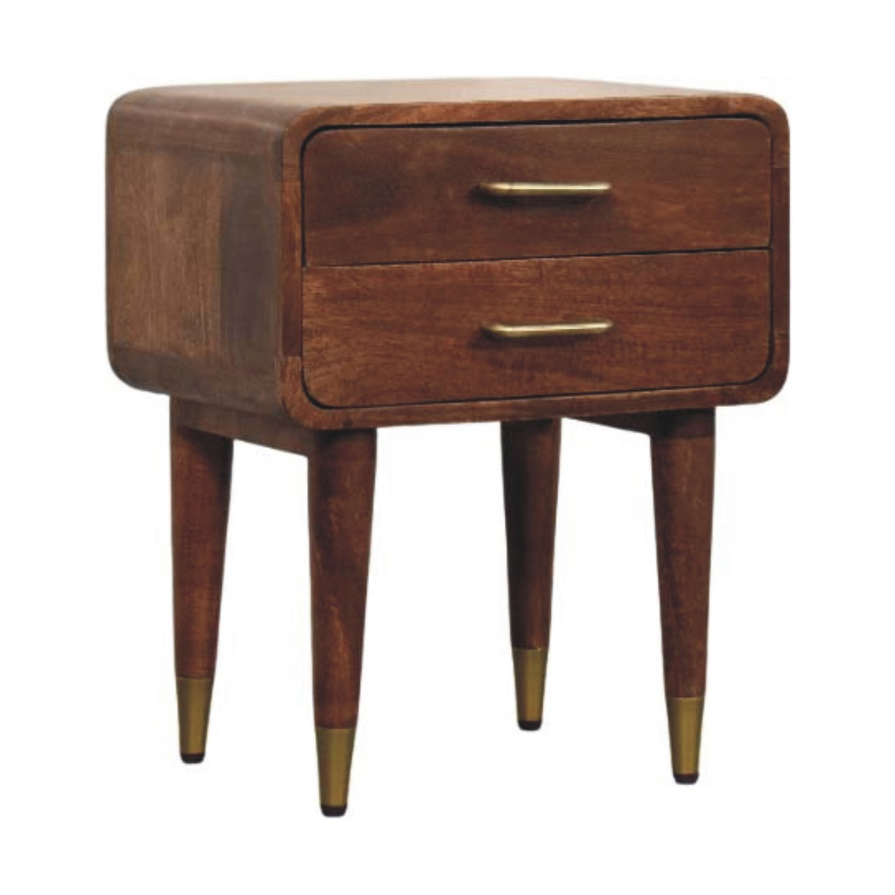 Astor 2-Drawer Nightstand, Solid Wood Brown