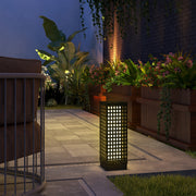 Solar Light Rattan Design Waterproof Light Sensor LED Garden Lamp, Black
