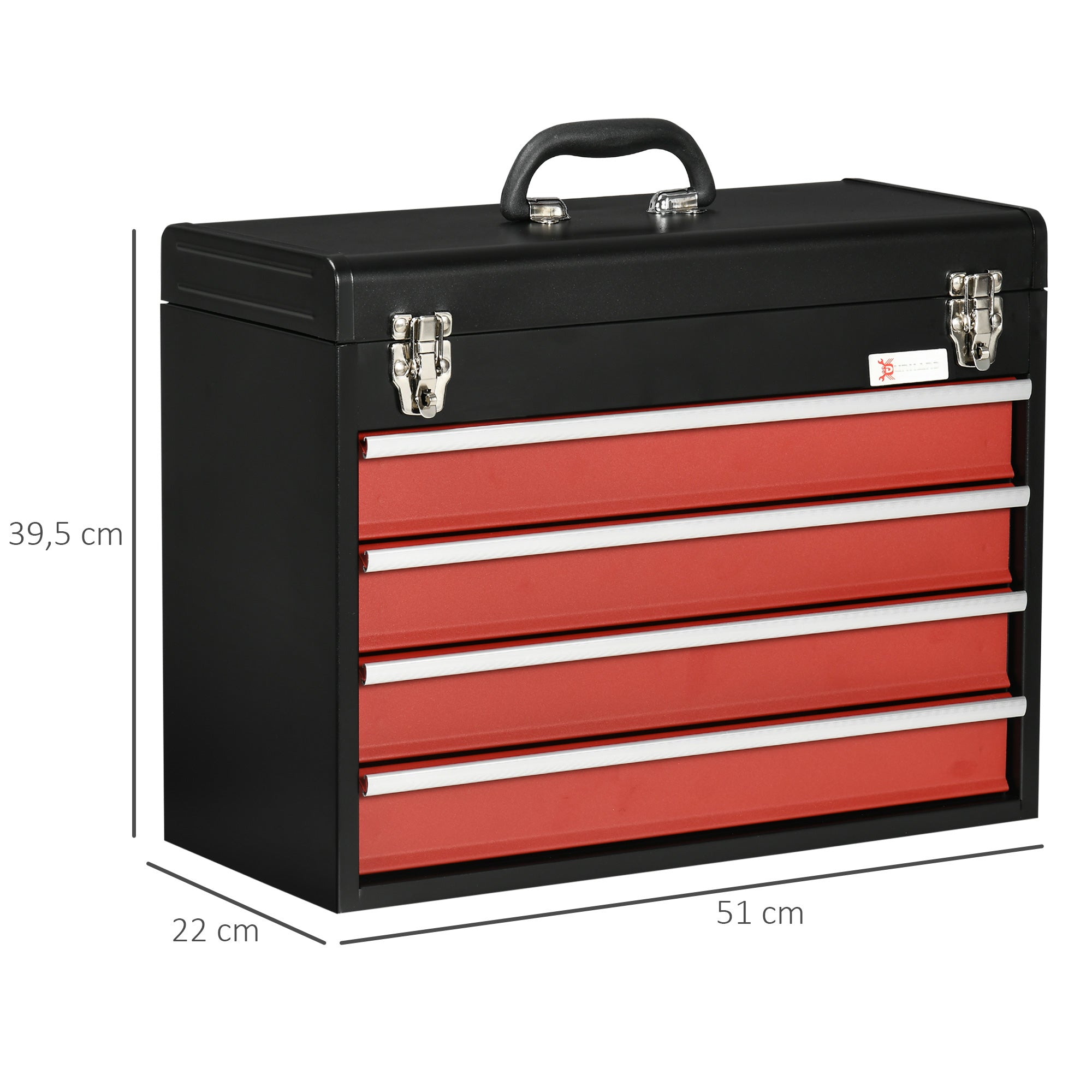 DURHAND tool case 4 drawers lock, steel black and red