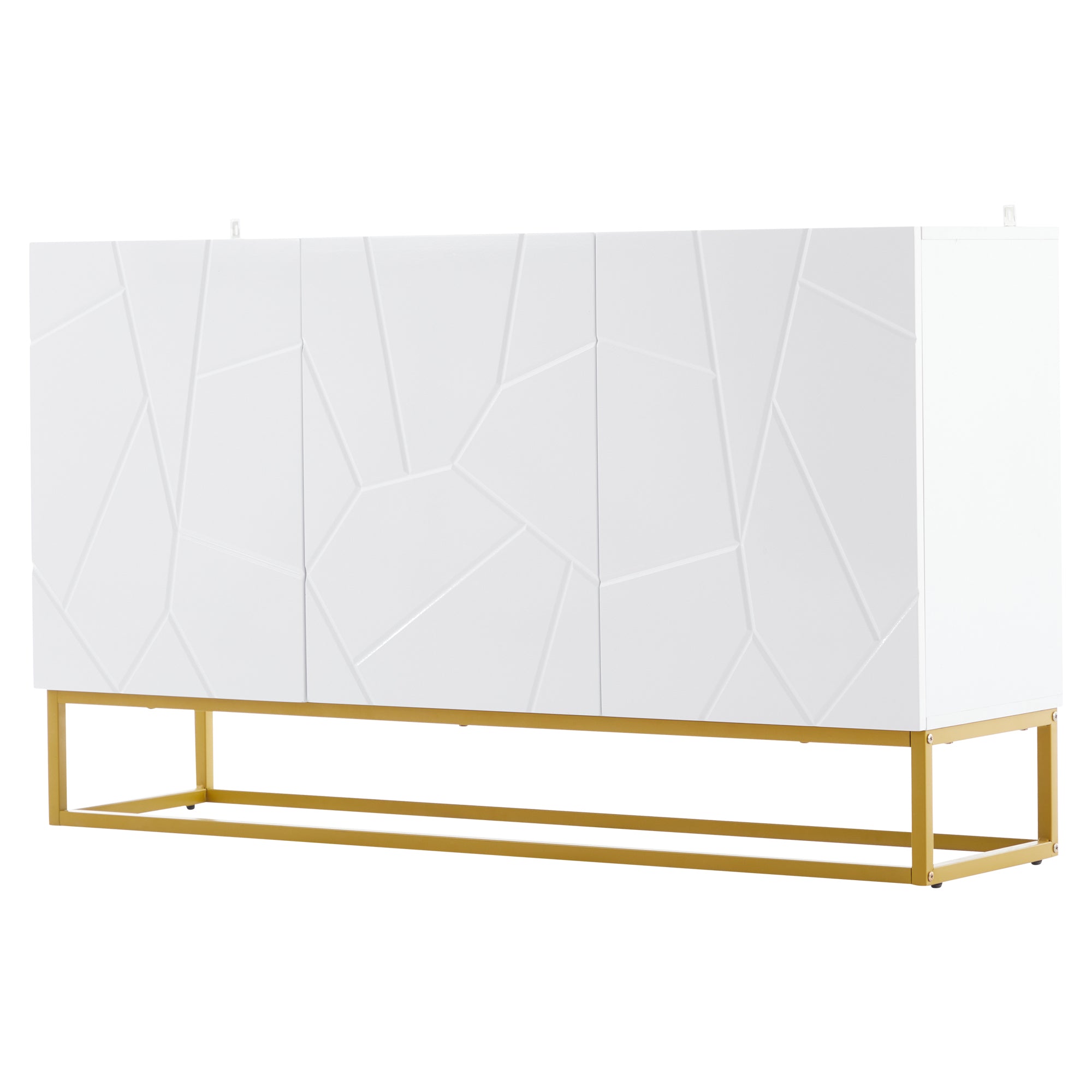 Sideboard, Modern Buffet Cabinet with 4 Compartments, 130 cm Wide, High-Gloss
