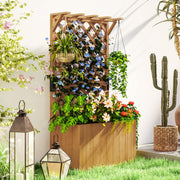 Wooden Planter with Trellis, Freestanding Raised Garden Bed & Drainage, Natural