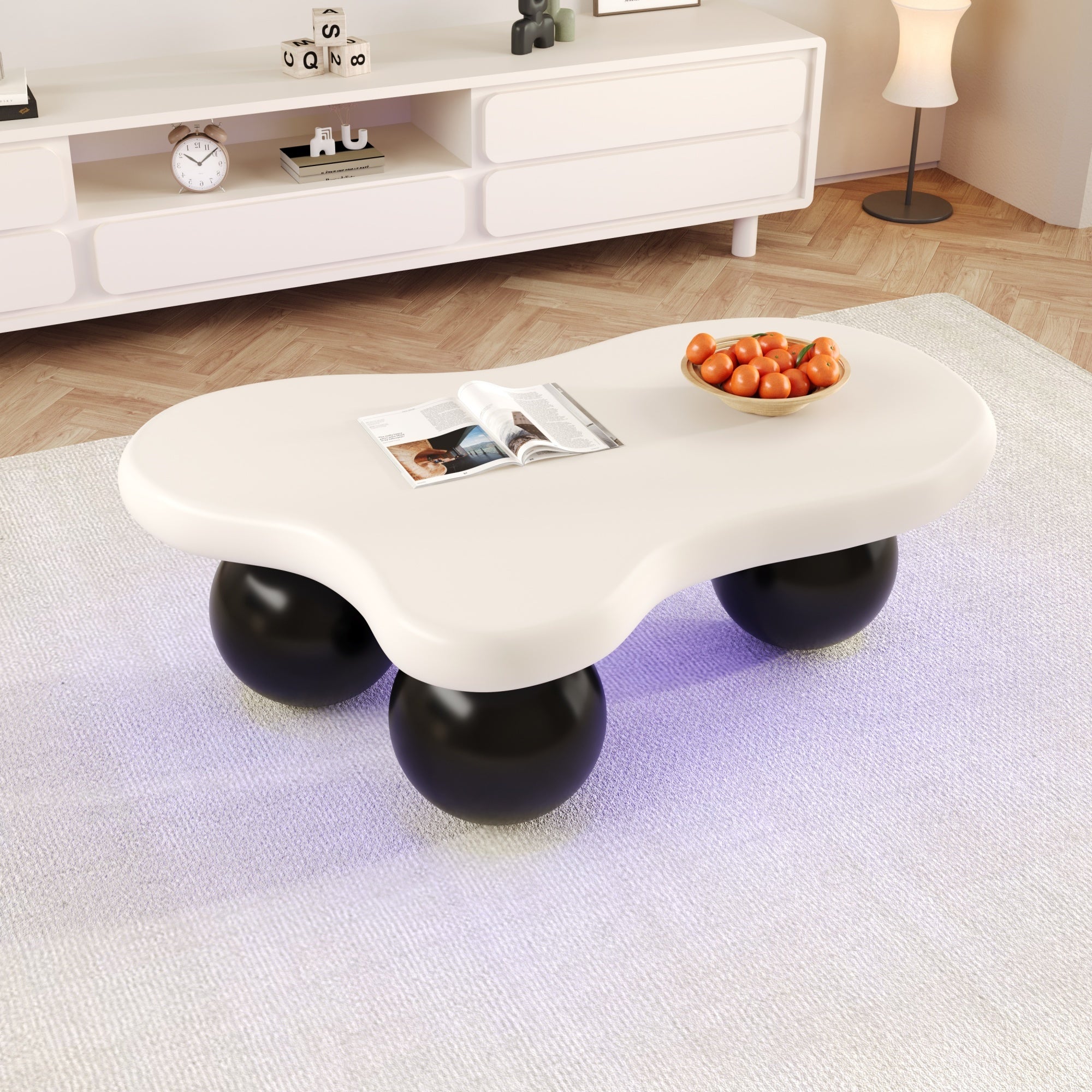 Cloud Style Coffee Table LED Lighting 16 Colors Round Leg Design