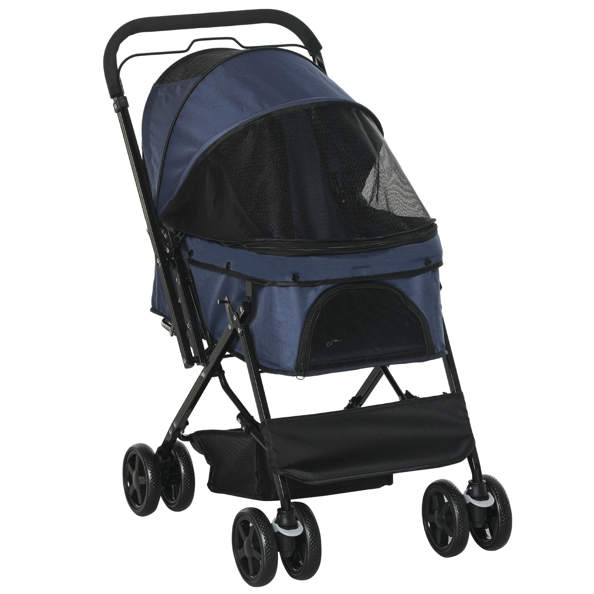 Pet Stroller Cat Buggy, Foldable Lightweight, Oxford Blue