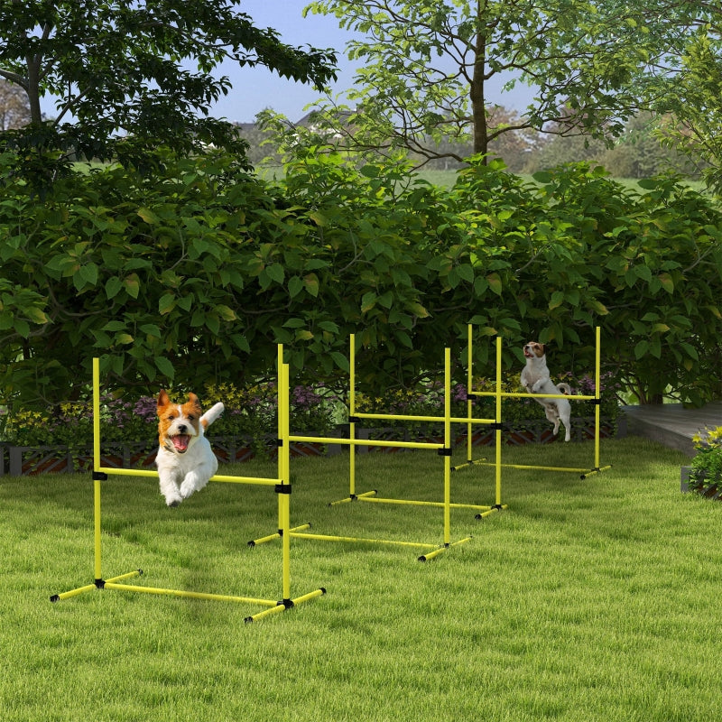 Dog Agility Set, Hurdles & Poles with Carry Bag, Robust, Yellow