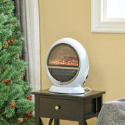 Freestanding Electric Fireplace Table Top Heater, Flame Effect, 1500W, White