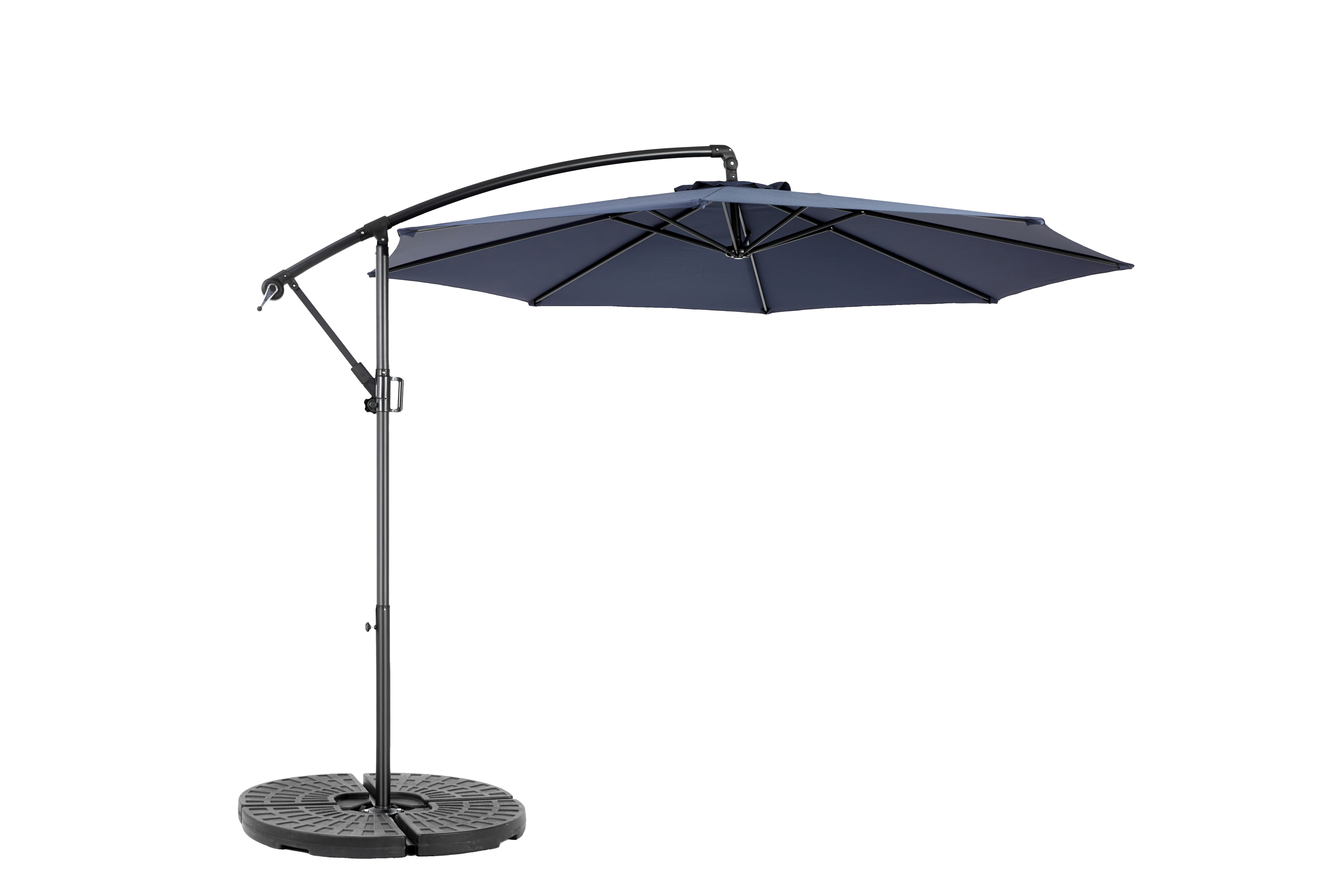 Outdoor Umbrella Rectangular 14.8 Ft Double Sided with Crank, Navy Blue