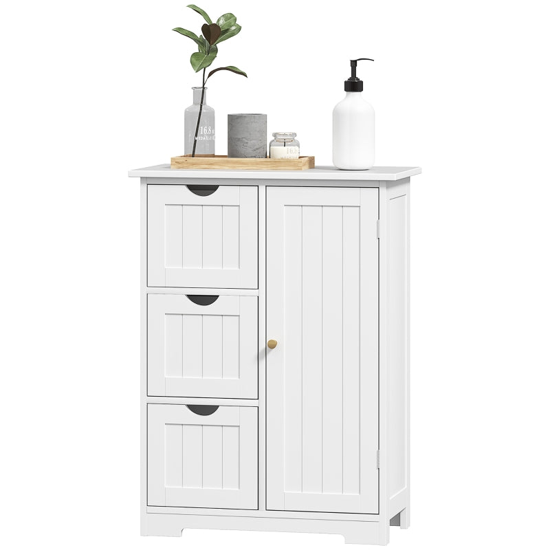 Bathroom Cabinet with 3 Drawers, Adjustable Shelf, White