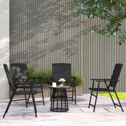 Set of Four Folding Rattan Chairs, High Back, Black
