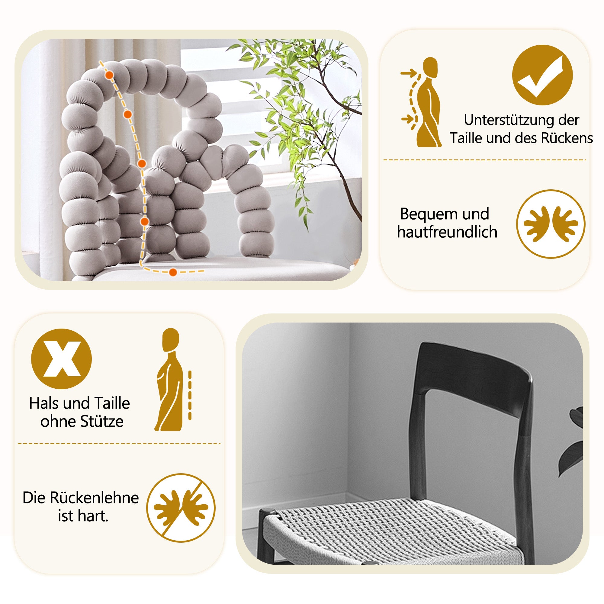 Dining Chairs, Set of 2 Ball Chain Backrests Sturdy Gold-Plated Metal Legs, Light Grey Velvet