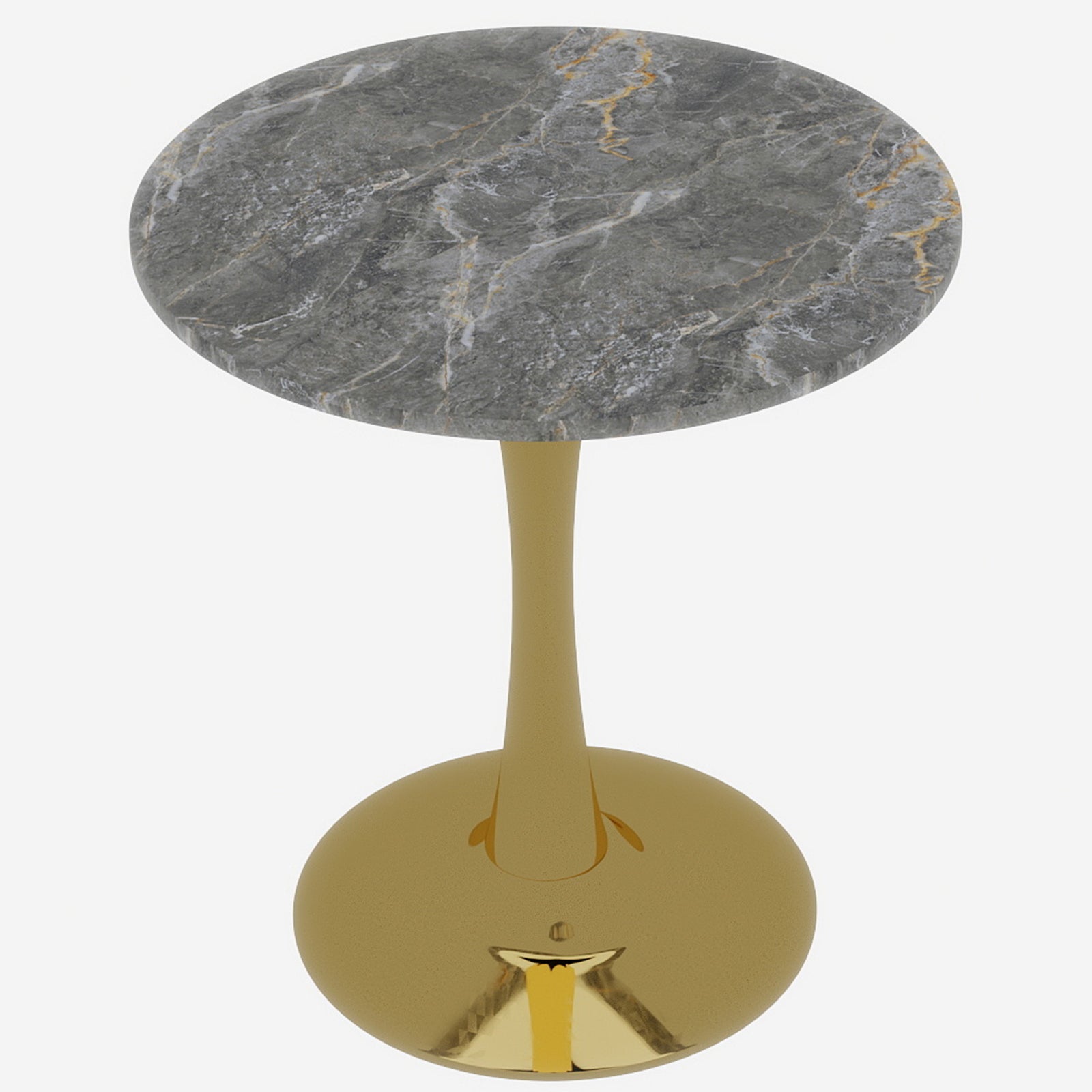 Mid-Century Modern Coffee Table Round Marble Top 27.6-inch - Gold/Gray