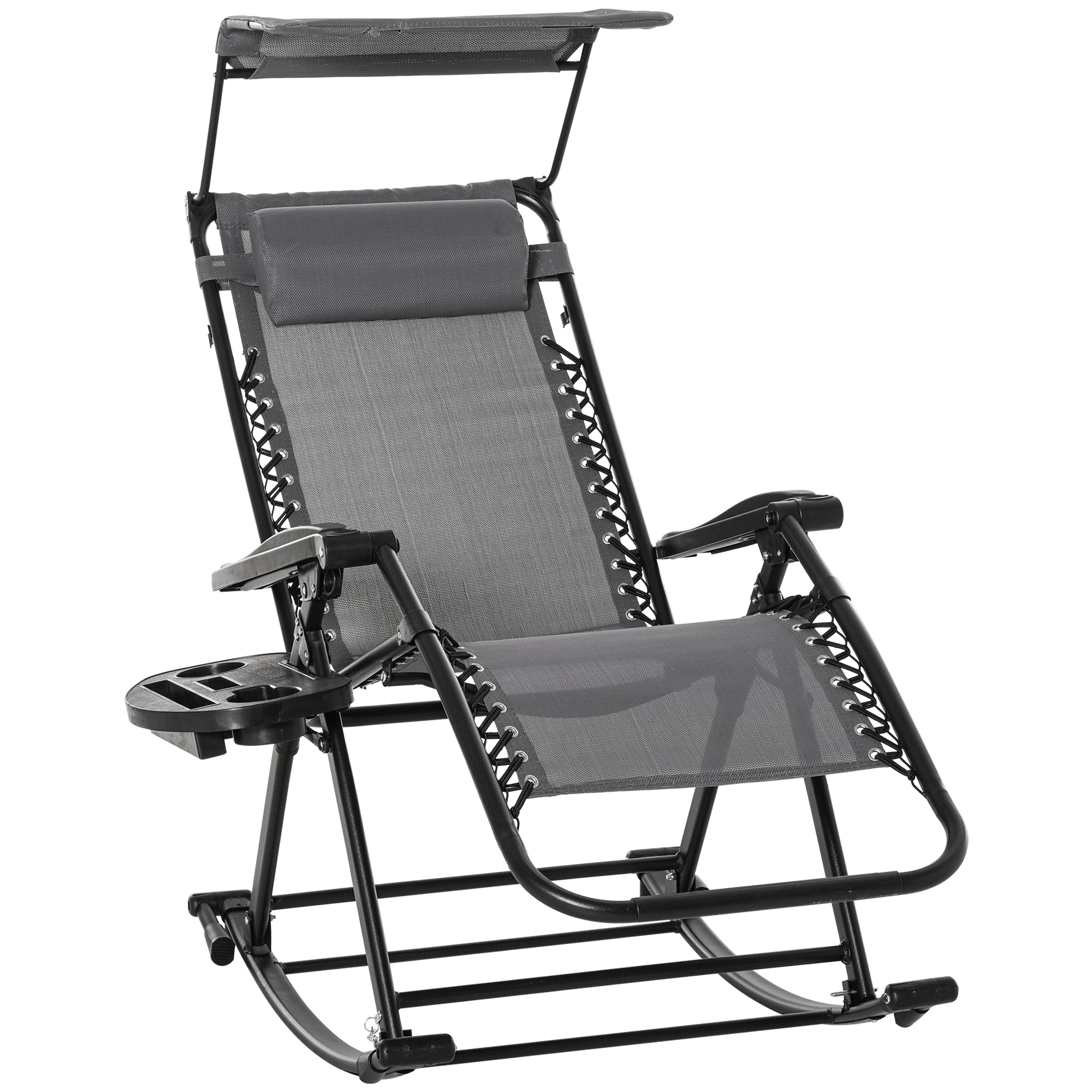 Garden Rocking Chair Folding Adjustable Zero-Gravity Sun Lounger - Grey