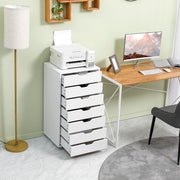 Seven-Drawer Filing Cabinet with Wheels - White