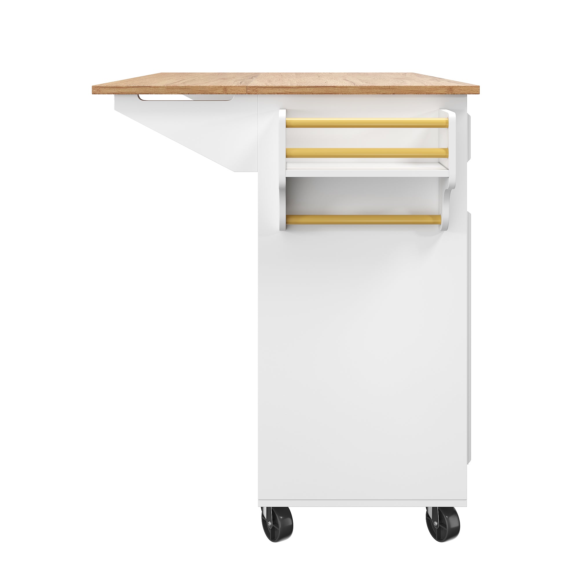 Kitchen Island Multifunctional Dining Table Removable Trolley Storage - White