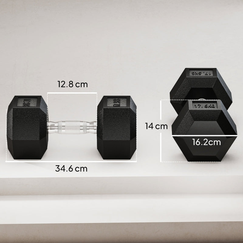 Dumbbell Hand Weights, 35KG Portable Home Gym, Rubber Hex