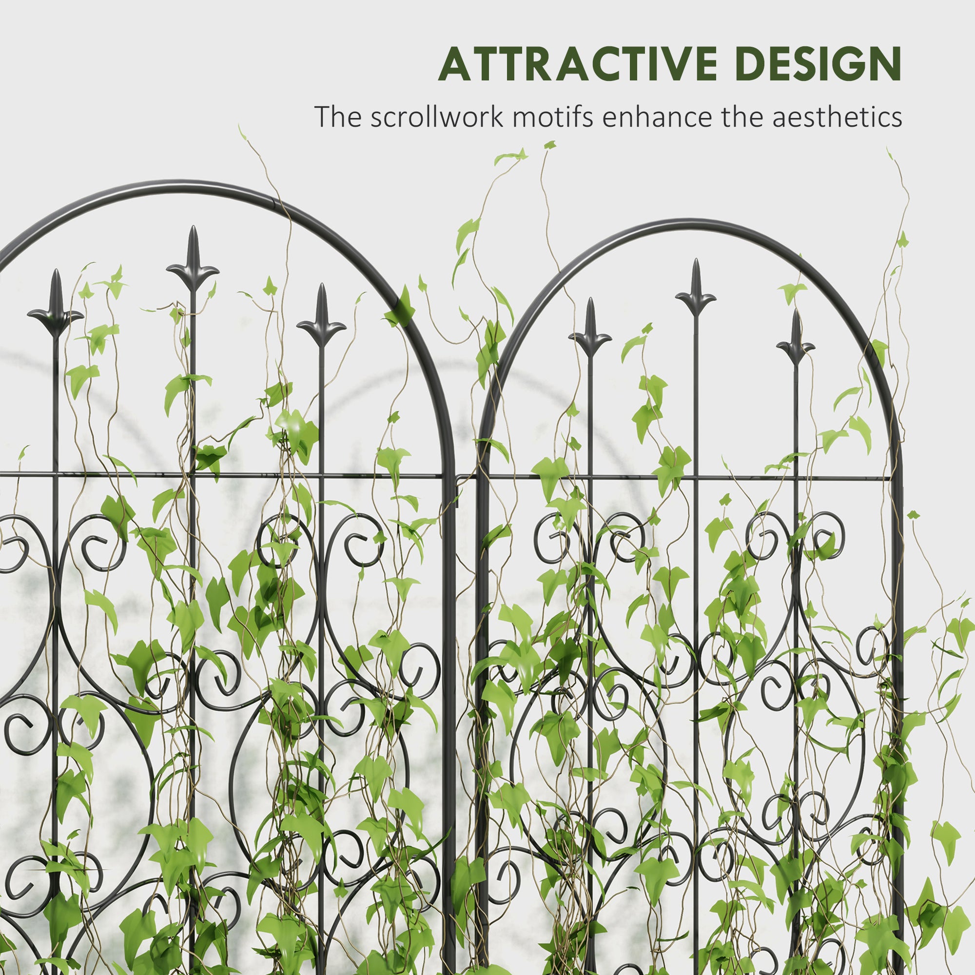 Set of 2 Garden Trellis Decorative Scrollwork 150 x 50 cm Metal