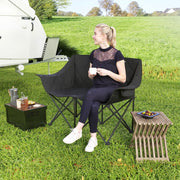 Folding Chair, 2-Seater Camping with Cooler Bags, 250 kg Load, Padded, Metal