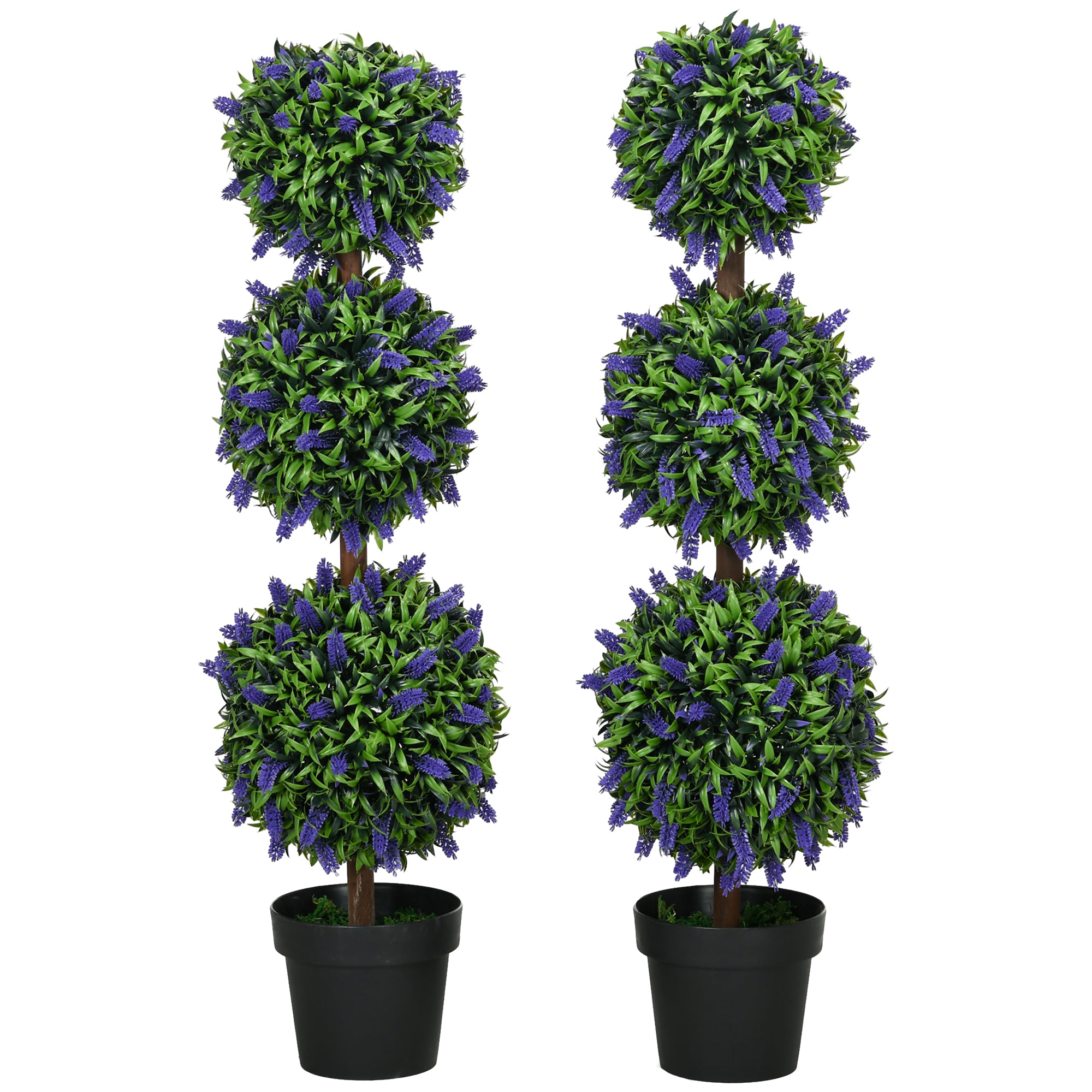 Artificial Lavender Trees, 2-Set, 110 cm, UV-Resistant, Plastic