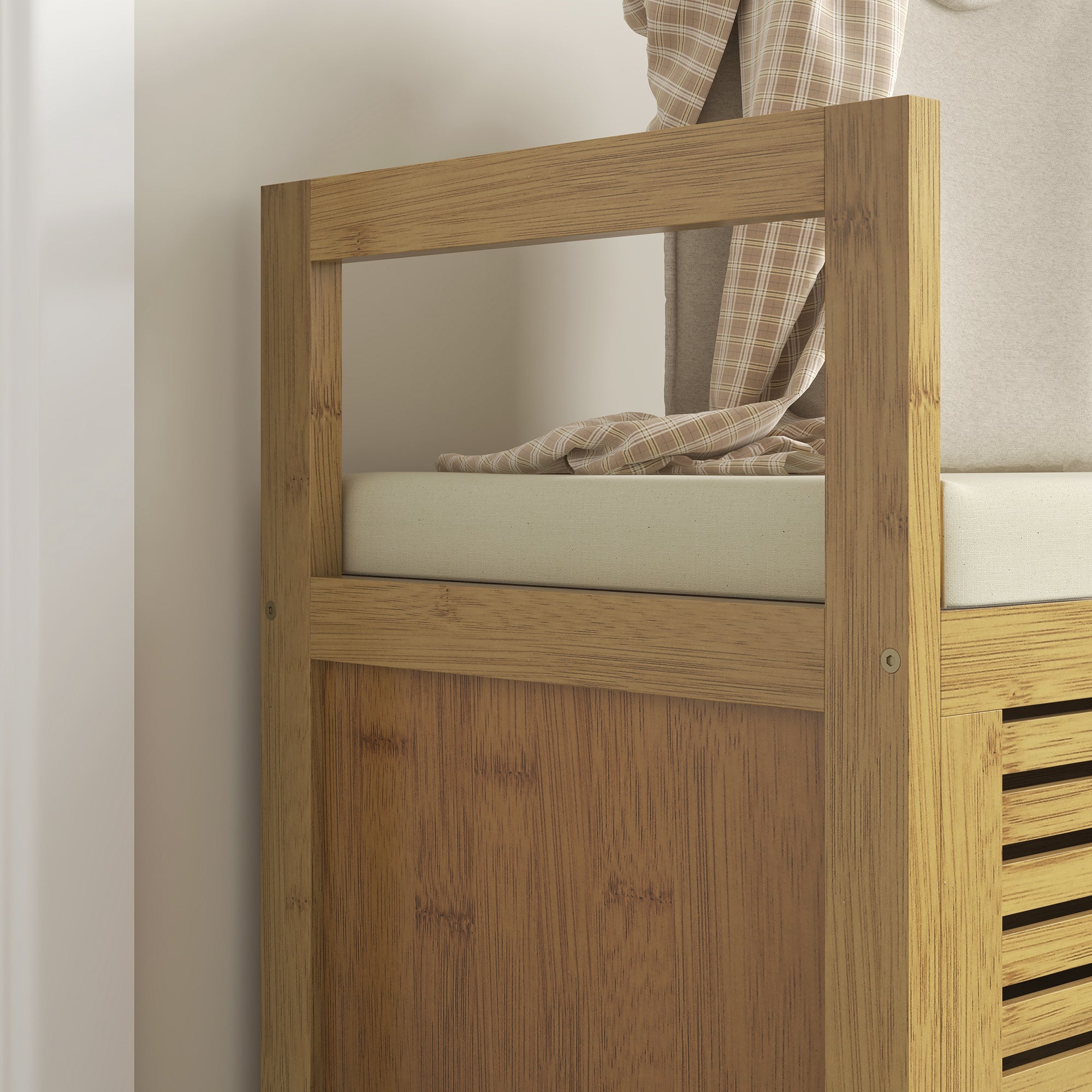 Shoe Bench with Hinged Lid and Rack, Hallway Storage, 100 x 40 x 60 cm, Bamboo