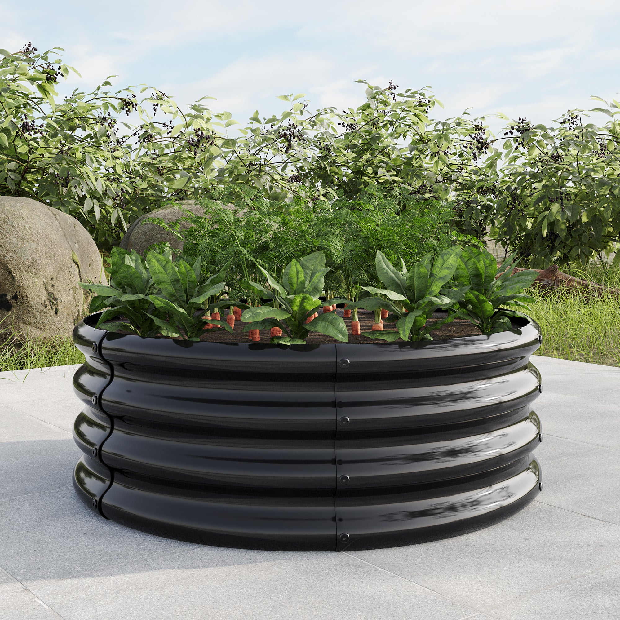 Raised Garden Bed Planter, Round Outdoor, Galvanized