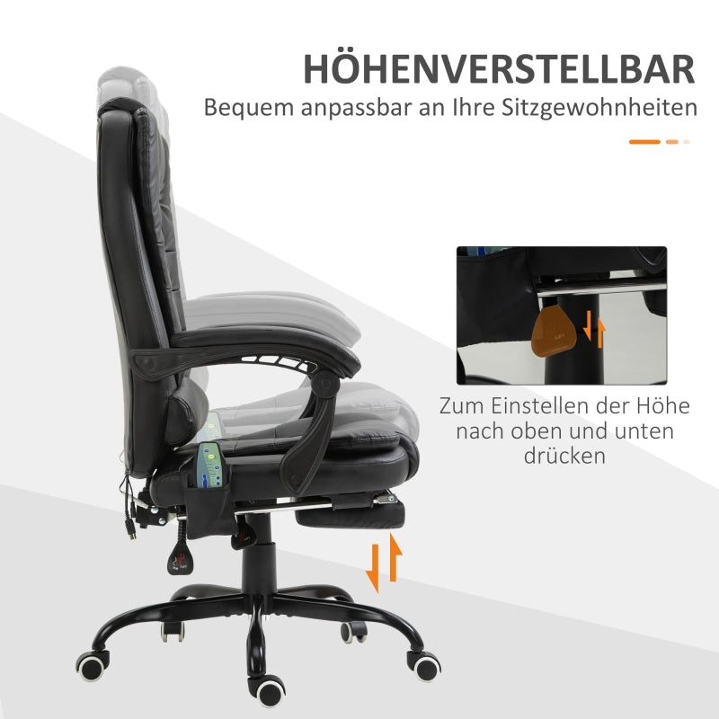 Desk Chair, 7-Point Massage, Adjustable Swivel with Footrest