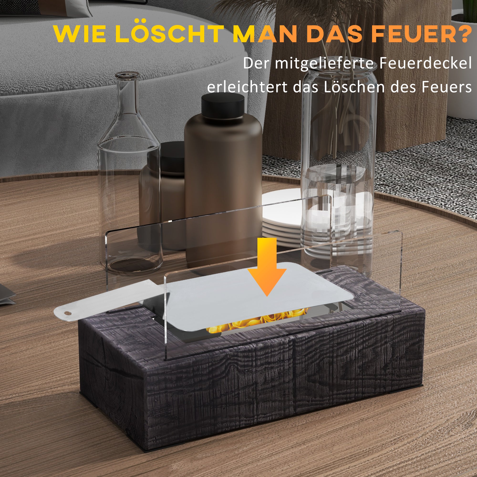 Tabletop Fireplace, Portable Bio-Ethanol Table Fire, Stainless Steel