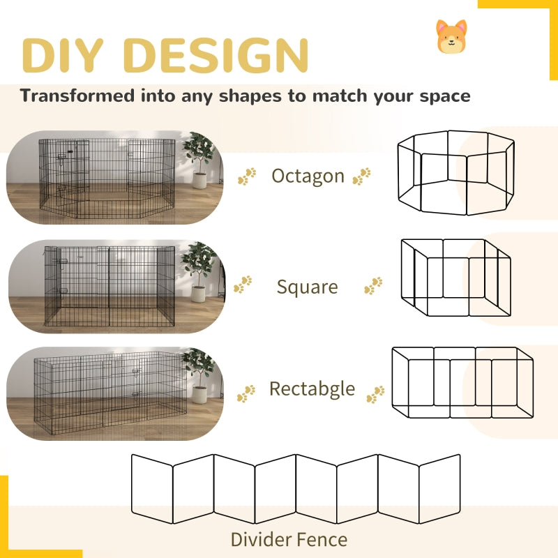 8 Panel DIY Dog Pen with Door, for Dogs, Small Animals, Indoor/Outdoor Use