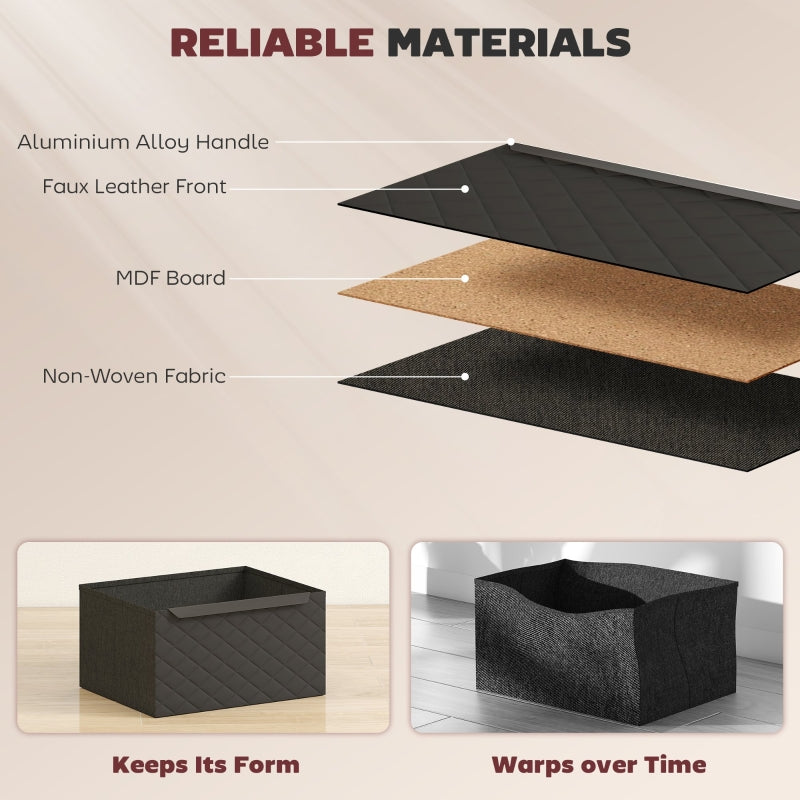 Chest of Drawers Dresser 2 Fabric Drawers Aluminium Handles Black