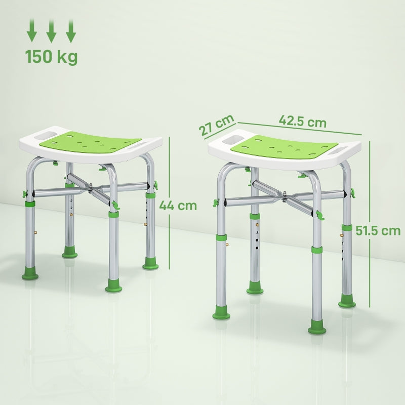 Shower/Bath Stool 44-51.5cm Adjustable Height Aluminium Frame Green