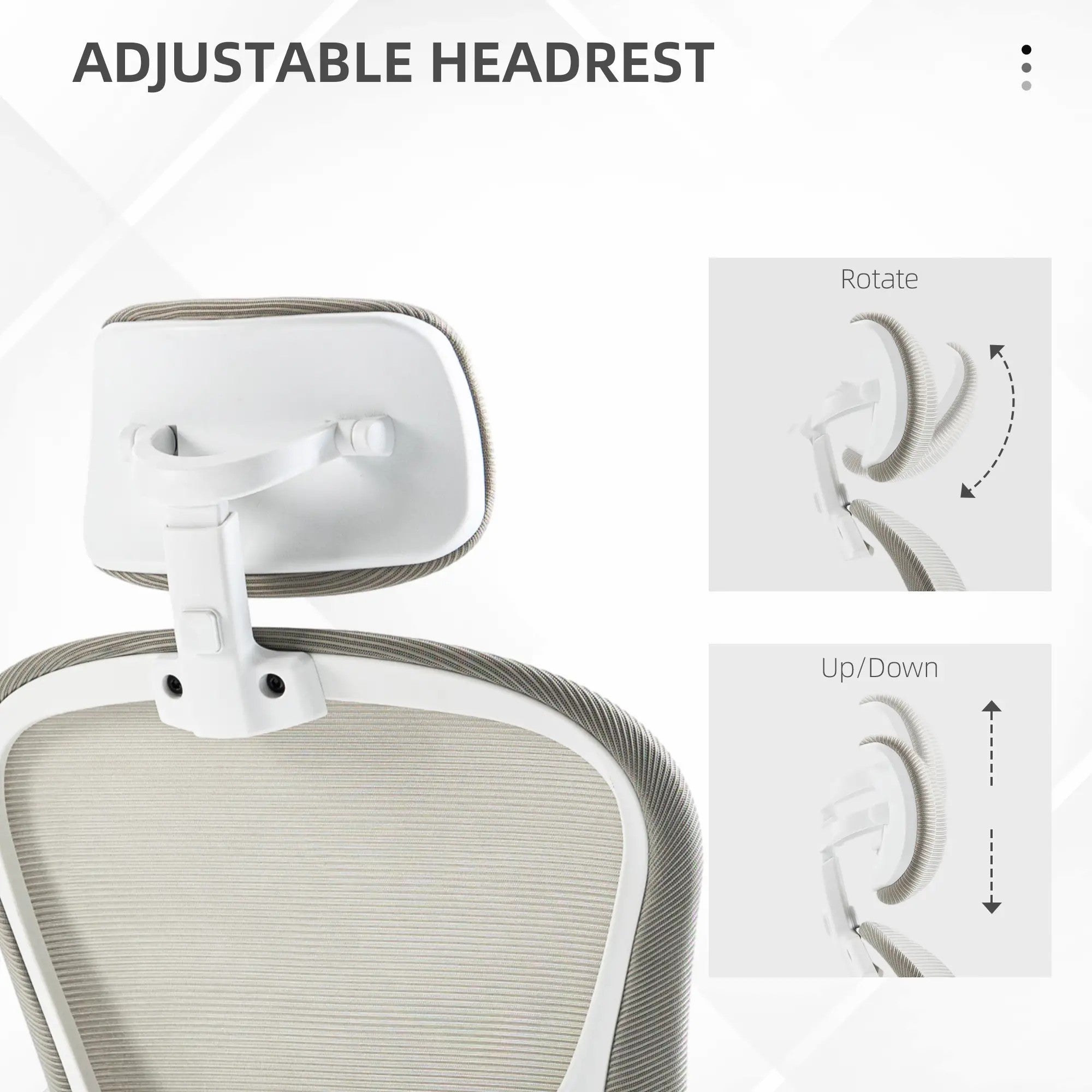 Multi-Adjustable Office Chair, Lumbar Support Headrest Mesh Back - Grey