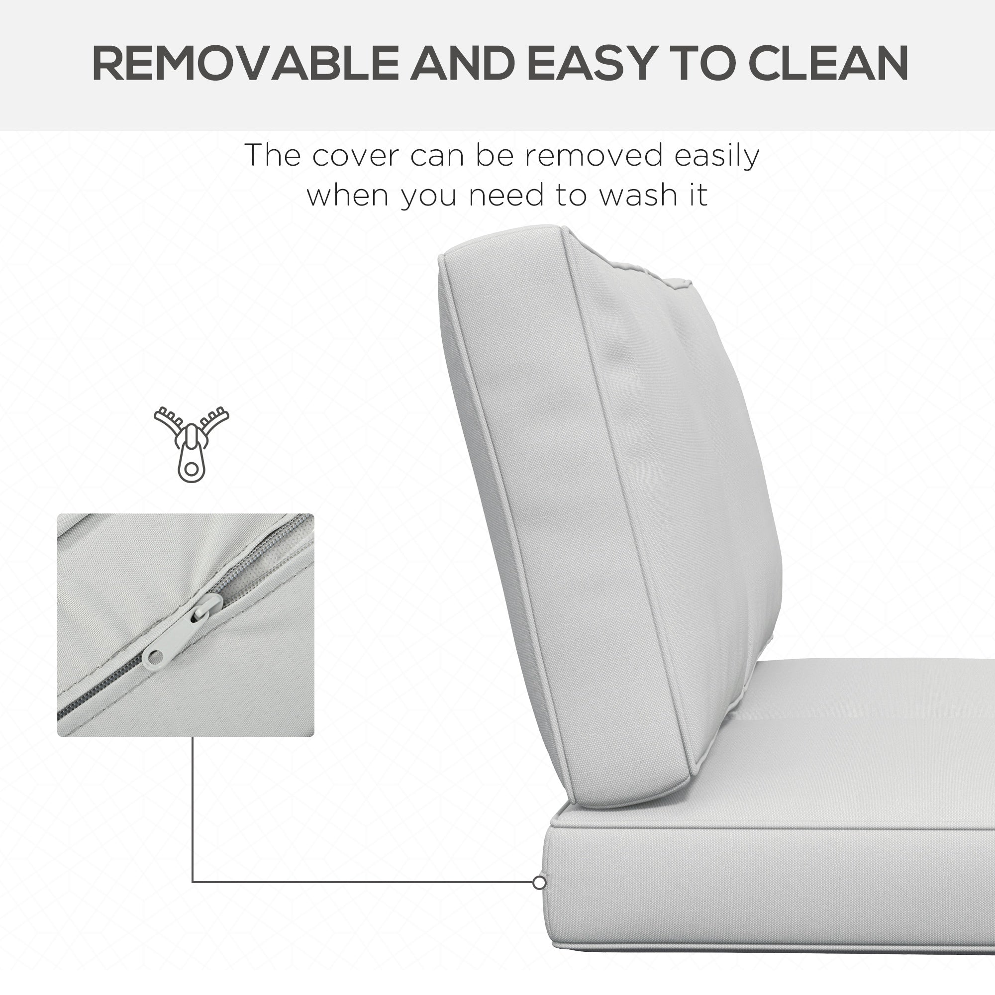 2 Seater Cushion Set Replacement, Patio Chair Cushions for Indoor Outdoor, Light Grey