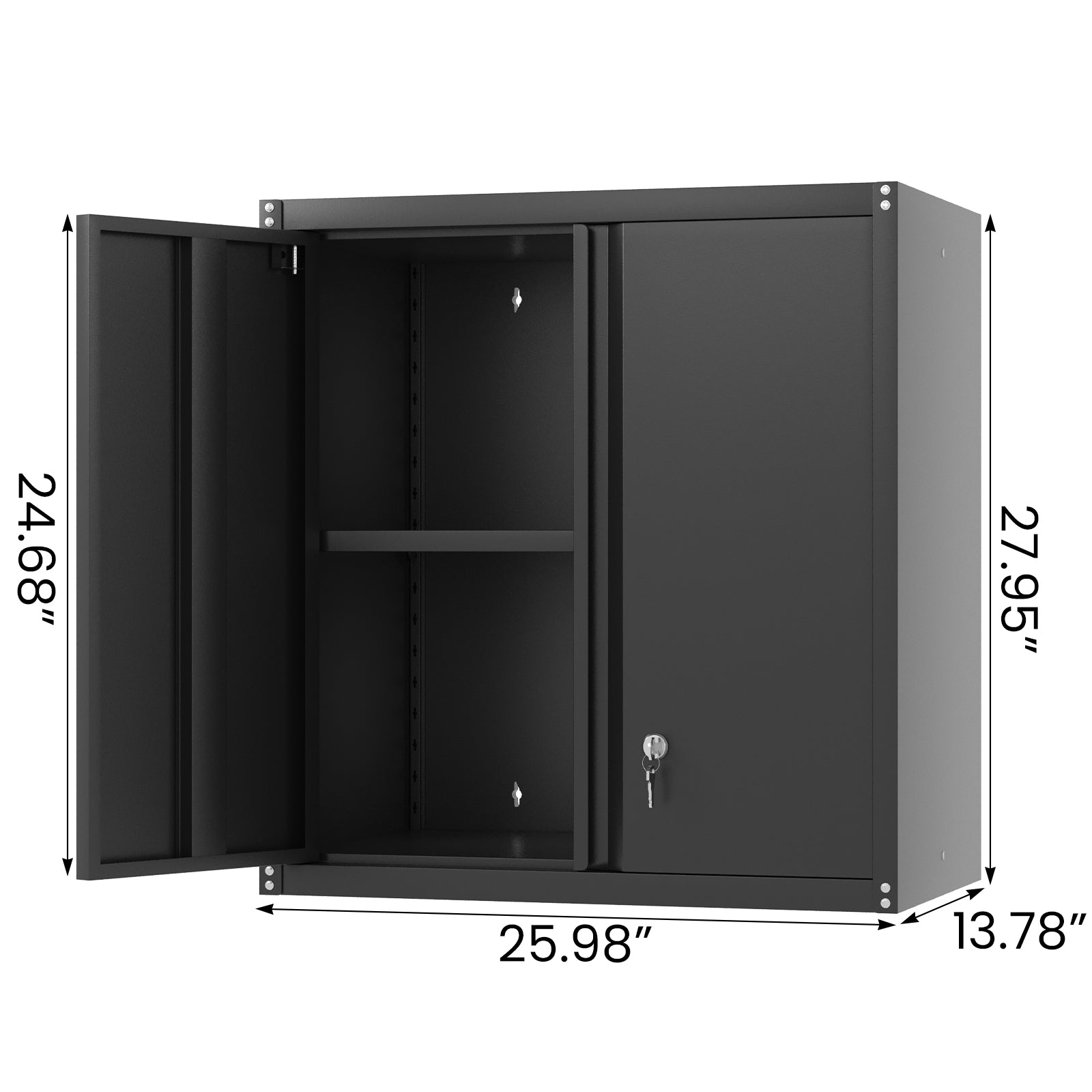Metal Storage Cabinet 2-Door Adjustable Shelves - Steel
