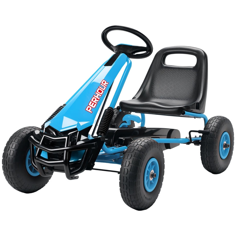 Pedal Go-Kart for Kids with Adjustable Seat and EVA Wheels, Blue