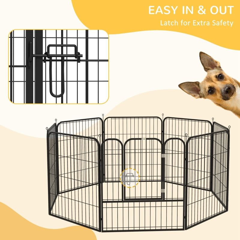 Puppy Playpen 8 Panels Heavy Duty, for Small and Medium Dogs, Black