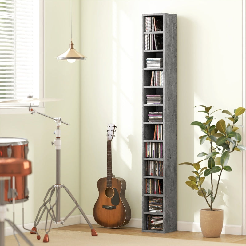 Media Storage Tower 204 CD Tall Narrow Cement Grey