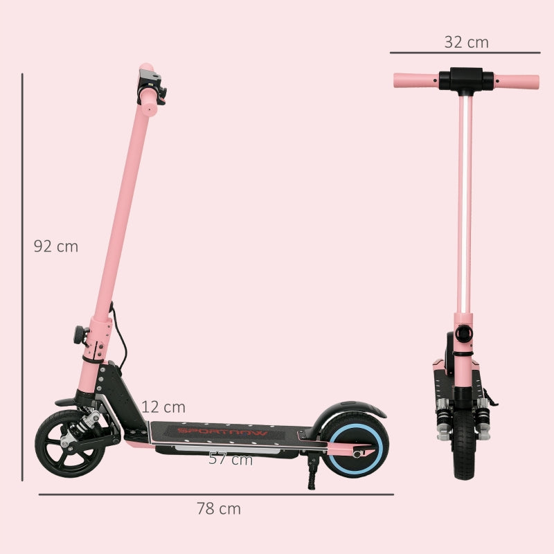 SPORTNOW Folding Electric Scooter with Dual Brakes, Front Suspension, LED Lights, Pink