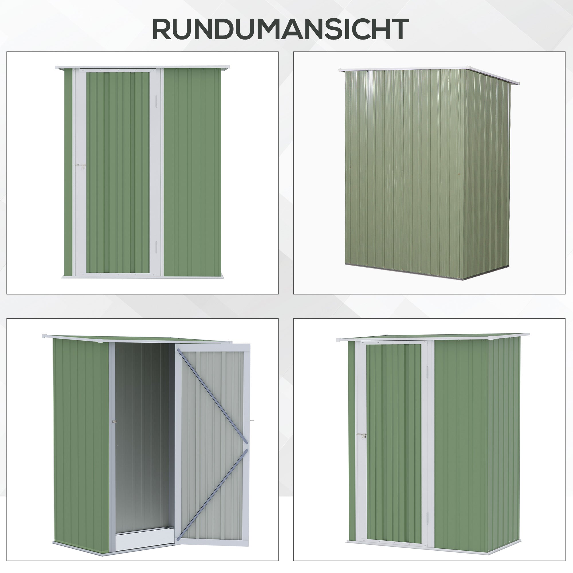 Garden Shed with Door Outdoor Steel Green