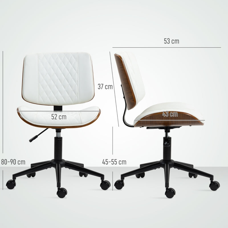 Office Chair, Height-Adjustable, Wheels, Rocking Function, Faux Leather, White