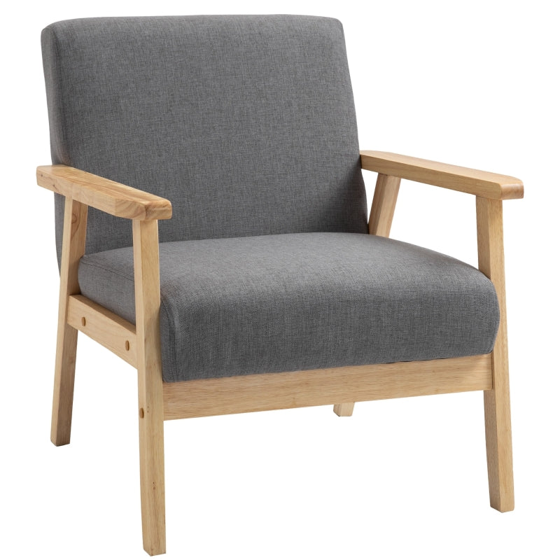 Minimalistic Accent Chair, Padded Seat, Wooden Frame