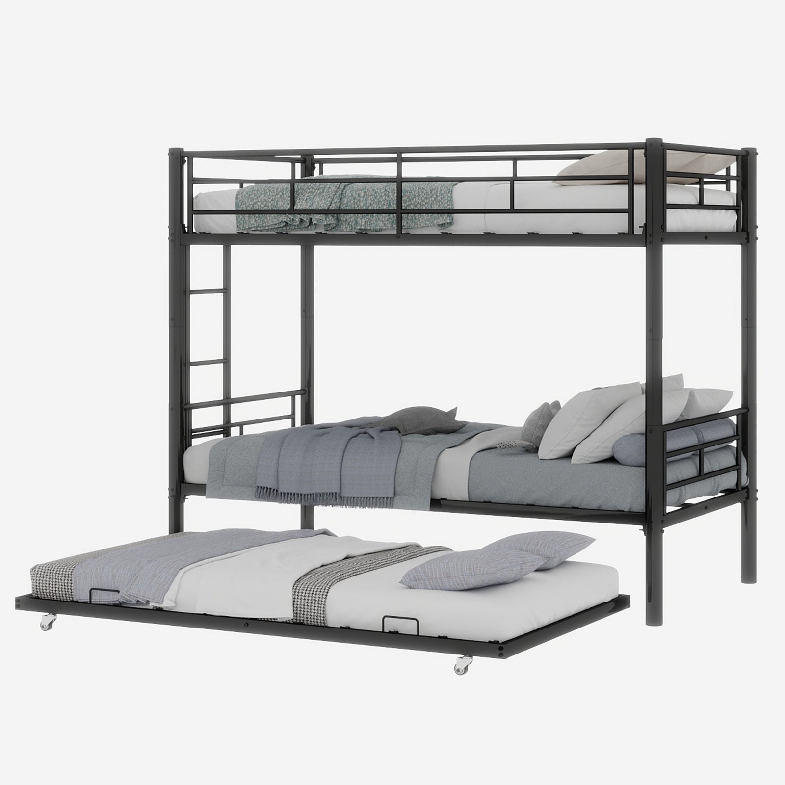 Meta Twin over Twin Bunk Bed, Heavy-Duty Stable Low Noise Safety Railing, Metal