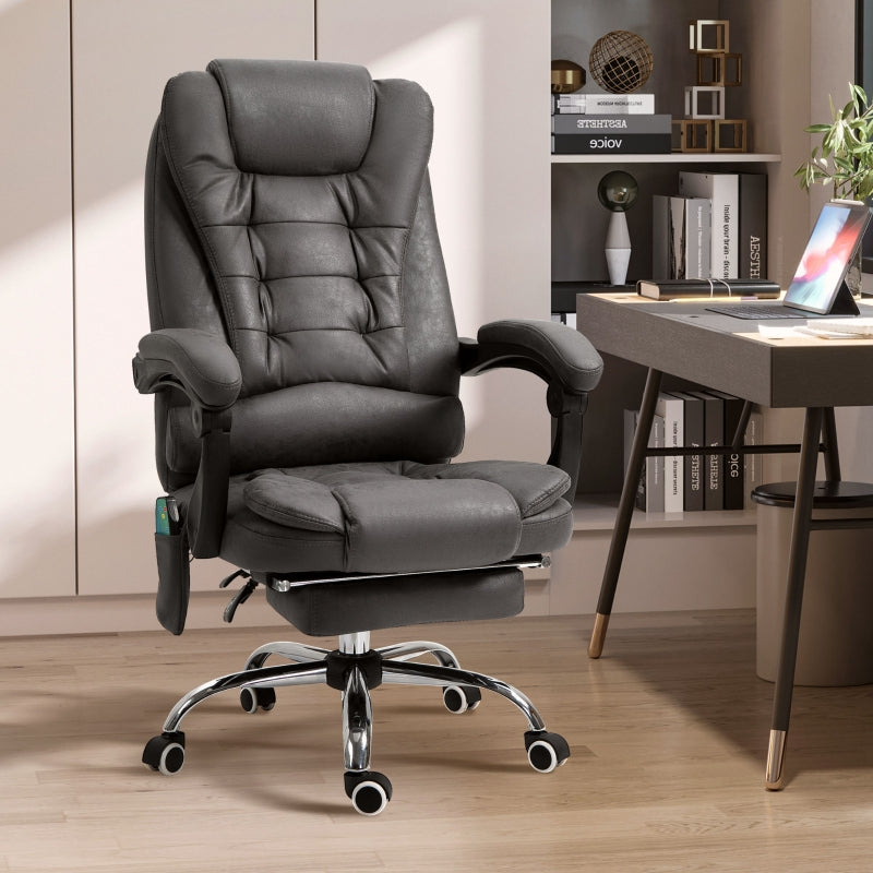 Vinsetto Office Chair, Massage, Heat, Ergonomic, Footrest, Polyester, Grey