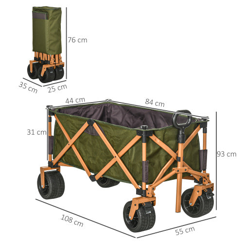 Handcart Foldable Transport Cart with Folding Board, 120 kg, Green