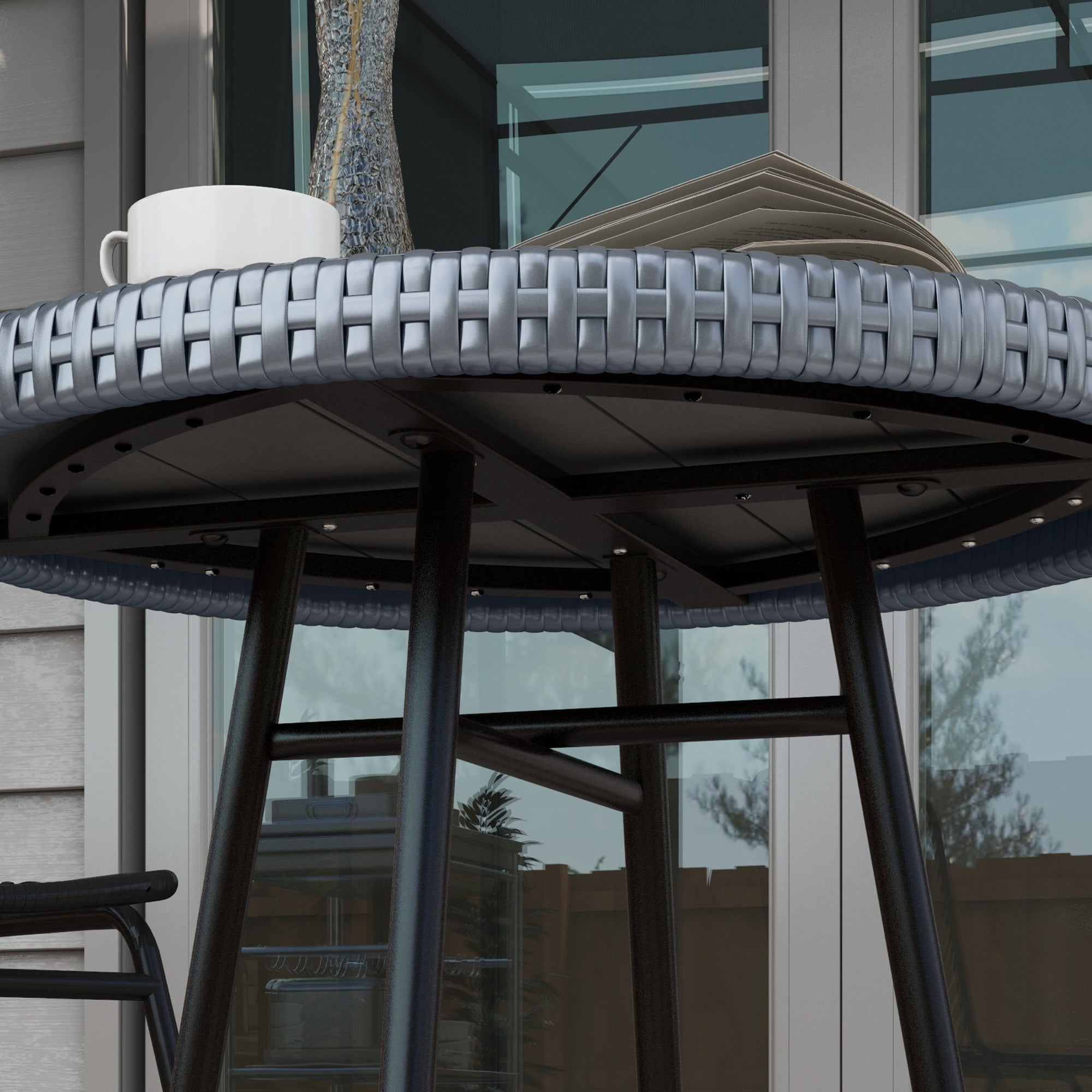 Rattan Side Table Outdoor Border Grey