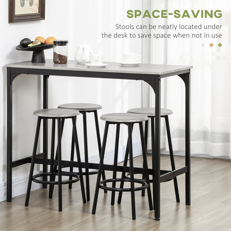 Five-Piece Bar Table Set Industrial-Style Dining Grey/Black